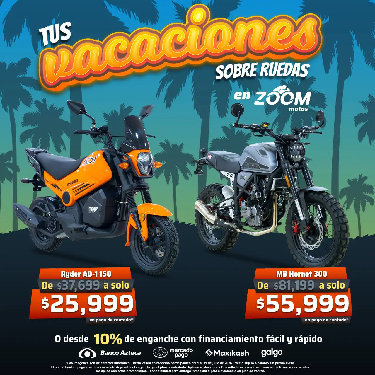 ¡Tus vacaciones sobre ruedas con Zoom motos!