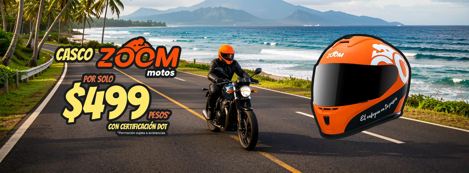 Casco Zoom motos por solo $499, con certificación DOT